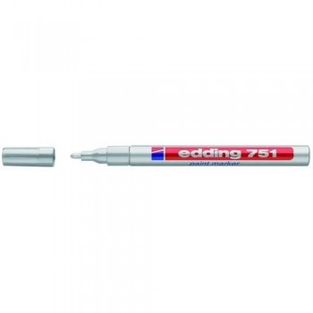 Marcador permanente tinta opaca punta redonda 1-2 mm. plata Edding 751