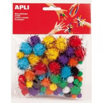 Pompones de colores brillantes surtidos 78 u en bolsa Apli
