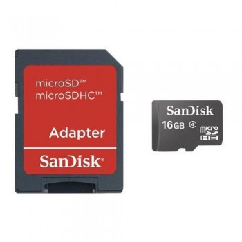 TARJETA MEMORIA MICRO SECURE DIGITAL 16 GB. + ADAPTADOR A SD SANDISK