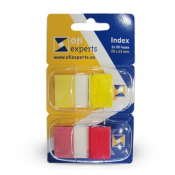 Index mediano rojo y amarillo 2 dispensadores cartón 2x50 Ofiexperts