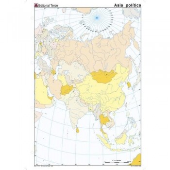 Mapa mudo color A4 político ASIA