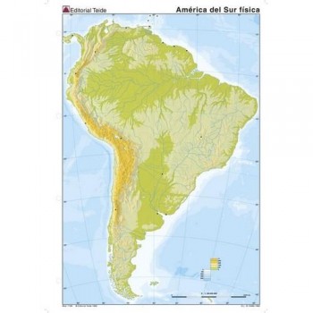 Mapa mudo color A4 físico AMERICA SUR