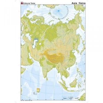 Mapa mudo color A4 físico ASIA