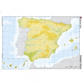 Mapa mudo color A4 físico ESPAÑA