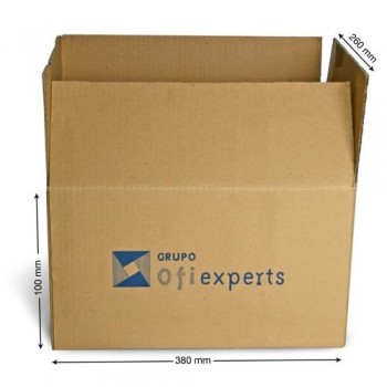 Caja embalaje kraft marrón 380X260X100mm. canal sencillo 5mm. Ofiexperts