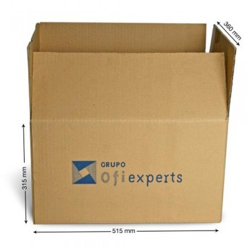 Caja embalaje kraft marrón 515x360x315mm. canal sencillo 5mm. Ofiexperts
