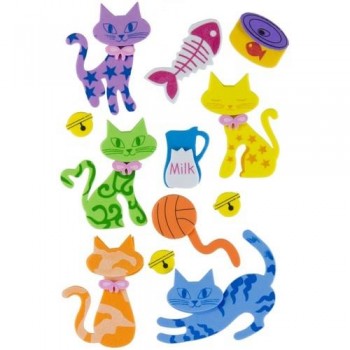 Figuras goma EVA adhesivas 3D Gatos Fixo Kids