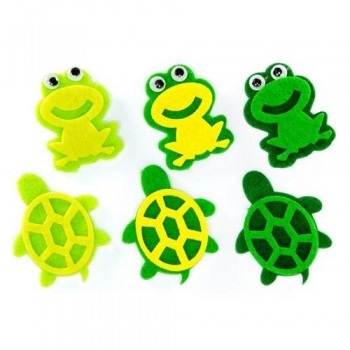 Figuras fieltro adhesivas 3D ranas y tortugas 12 fig. Fixo Kids