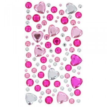 Adhesivos brillantes para decorar set corazones/círculos rosas Fixo Kids