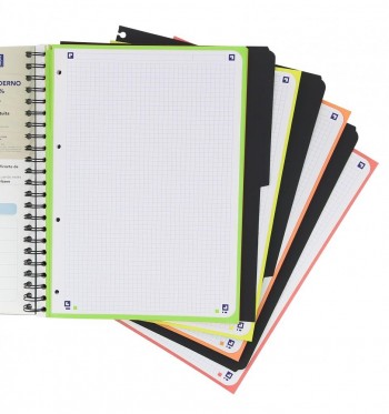 Cuaderno espiral A4+ 120 hojas 90gr. (50% hojas gratis) tapa extradura cuadrícula 5x5 con separadores Europeanbook 4 Oxford