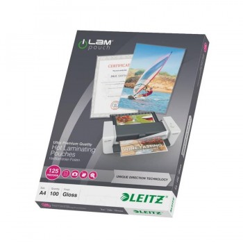 FUNDAS PLASTIFICAR A4 GLOSS 125 MICRAS (CJ.100) LEITZ