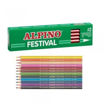 Lápiz color estuche 12 un. amarillo Alpino Festival