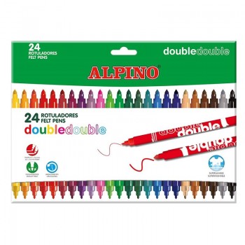 ROTULADORES COLORES ALPINO DOBLE PUNTA CJ.24 UDS.