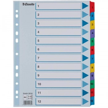 SEPARADOR PP A4 1-12 NUM COLORES ESSELTE