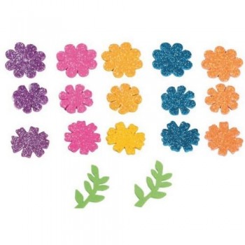Figuras goma EVA adhesivas con purpurina flores 58 un. Smart