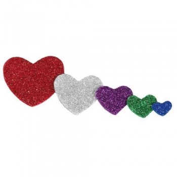Figuras goma EVA adhesivas con purpurina corazones 59 un. Smart