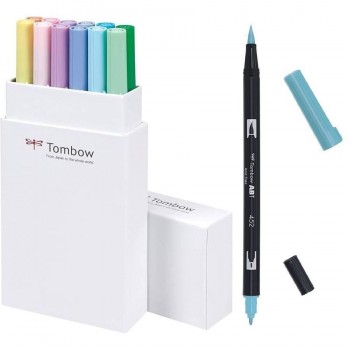 ROTULADORES DUAL BRUSH ESTUCHE 12 UDS DOBLE PUNTA PINCEL COL.PASTEL TOMBOW