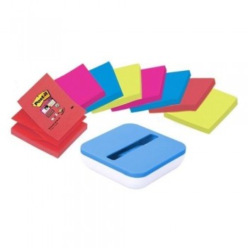 Dispensador Azul  con 8 Blocs Z-Notas Post-it  Col