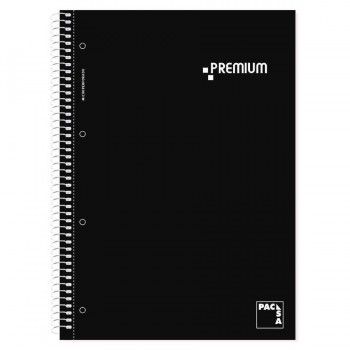 CUADERNO MICROP PREMIUM A4 160H 70GR C/5 TAPA PLASTIFICADA NEGRO PACSA