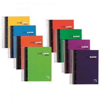 Cuaderno espiral A4 120 hojas 90gr. 5x5 + GRECA Super Block Extra Pacsa Surtidos