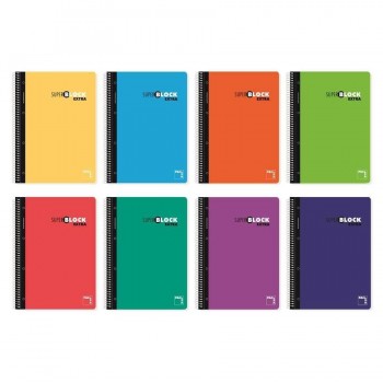 CUADERNO MICROP A5 120H 90G C/5 GRECA TAPA CONTRACOLADA COLORES SURTIDOS PACSA