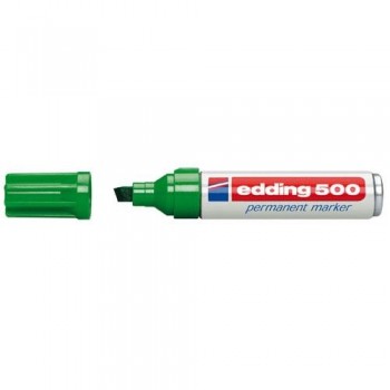 Marcador permanente punta biselada 2-7 mm. verde Edding 500