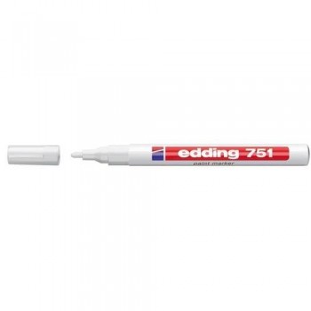 Marcador permanente tinta opaca punta redonda 1-2 mm. blanco Edding 751