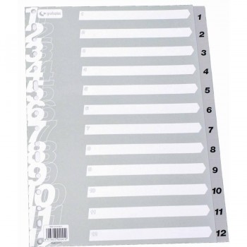 INDICE NUMERICO PP A4 1-12 GRIS MULTIT GRAFOPLAS