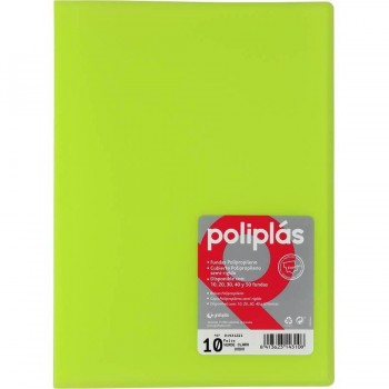 CARPETA FUNDAS POLIPLAS TRANSL. FOLIO 10 FUNDAS VERDE CLARO GRAFOPLAS