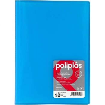 CARPETA FUNDAS POLIPLAS TRANSL. FOLIO 10 FUNDAS AZUL GRAFOPLAS