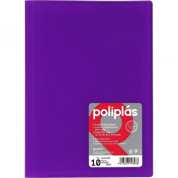 CARPETA FUNDAS POLIPLAS TRANSL. FOLIO 10 FUNDAS VIOLETA GRAFOPLAS