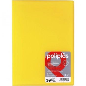 CARPETA FUNDAS POLIPLAS TRANSL. FOLIO 10 FUNDAS AMARILLO GRAFOPLAS