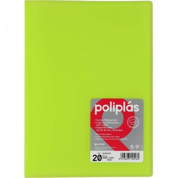 CARPETA FUNDAS POLIPLAS TRANSL. FOLIO 20 FUNDAS VERDE CLARO GRAFOPLAS