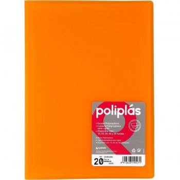 CARPETA FUNDAS POLIPLAS TRANSL. FOLIO 20 FUNDAS NARANJA GRAFOPLAS