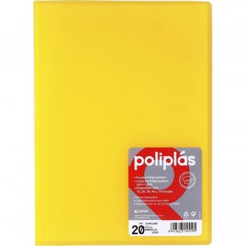 CARPETA FUNDAS POLIPLAS TRANSL. FOLIO 20 FUNDAS AMARILLO GRAFOPLAS