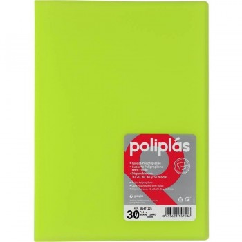 CARPETA FUNDAS POLIPLAS TRANSL. FOLIO 30 FUNDAS VERDE CLARO GRAFOPLAS