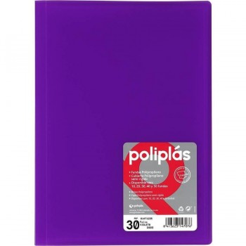 CARPETA FUNDAS POLIPLAS TRANSL. FOLIO 30 FUNDAS VIOLETA GRAFOPLAS