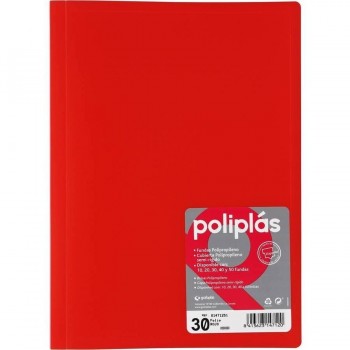 CARPETA FUNDAS POLIPLAS TRANSL. FOLIO 30 FUNDAS ROJO GRAFOPLAS