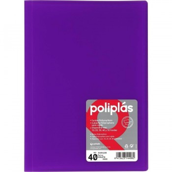 CARPETA FUNDAS POLIPLAS TRANSL. FOLIO 40 FUNDAS VIOLETA GRAFOPLAS