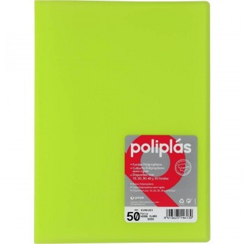 CARPETA FUNDAS POLIPLAS TRANSL. FOLIO 50 FUNDAS COLORES SURTIDOS GRAFOPLAS