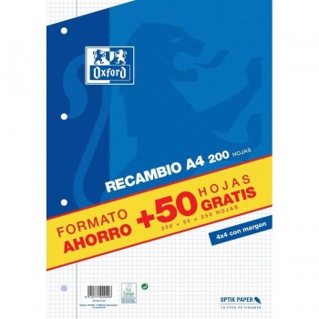 RECAMBIO A4 200H+50H GRATIS 4MM MRG AZUL OXFORD