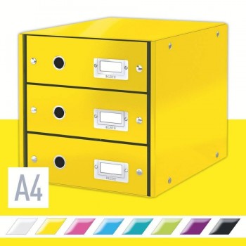 MODULO CARTON 3 CAJONES AMARILLO CLICK&STORE LEITZ