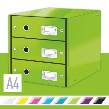 MODULO CARTON 3 CAJONES VERDE CLICK&STORE LEITZ