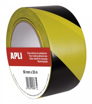 Cinta  de señalización de PVC solvente amarillo y negro 50 mm x 33 m 160 ?m