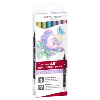 ROTULADORES DUAL BRUSH ESTUCHE 6 UDS DOBLE PUNTA PINCEL COL.PASTEL TOMBOW