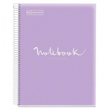 CUADERNO MICROP A4 120H 90G C/5 PP NOTEBOOK 5 EMOTIONS LAVANDA MIQUELRIUS