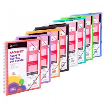 CARPETA FUNDAS CON ESPIRAL ARCHIVEX STAR 50FUNDAS COLOR SURTIDOS