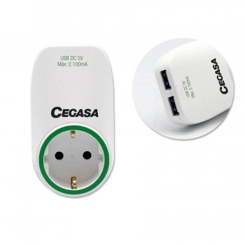 Adaptador Schuko + 2 Usb Cegasa