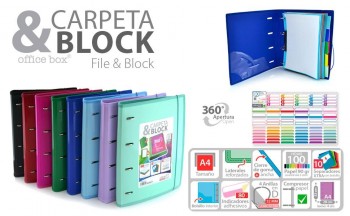 CARPETA & BLOCK A4 COLORLINE 10 SEPARADORES 4 ANILLAS FRAGA