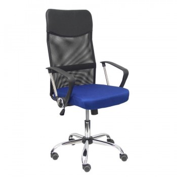 SILLA GONTAR RESPALDO MALLA NEGRO ASIENTO AZUL